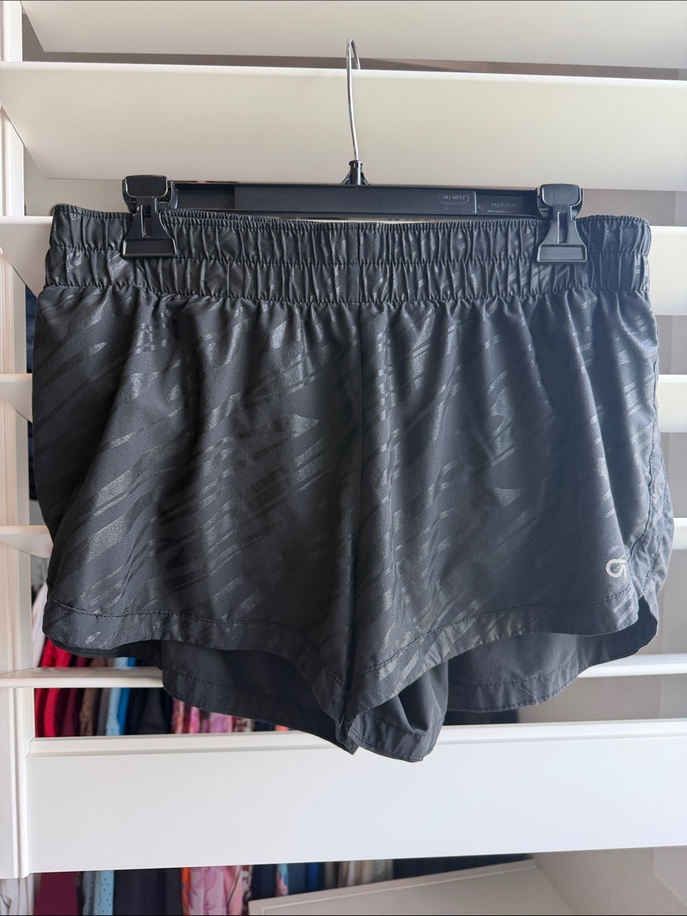 GAP Black Athletic Shorts with Tonal Zebra Pattern